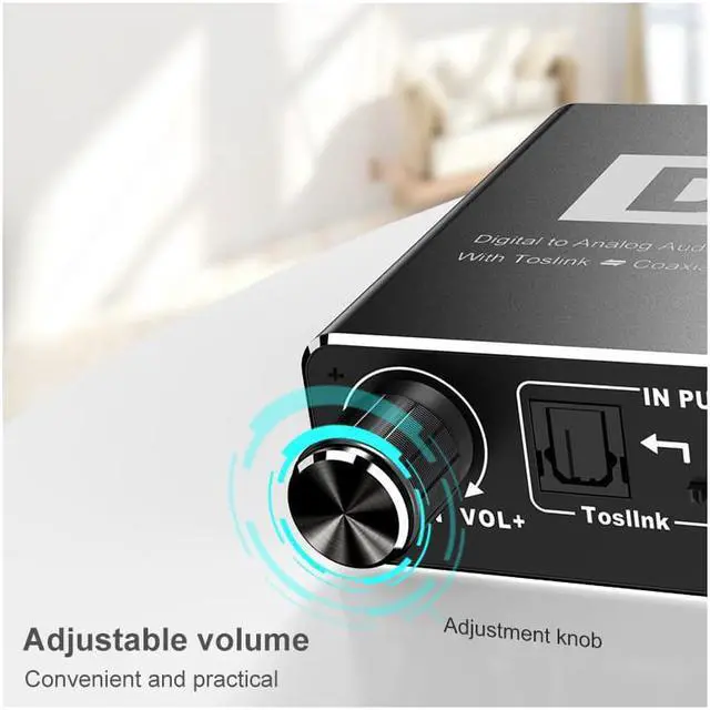 Alt view image 2 of 6 - Digital Rotary Simulation Fiber Converter Coaxial Transfer 5.1 Audio Decoders 3.5 Headphones Ribbon Adjustment
