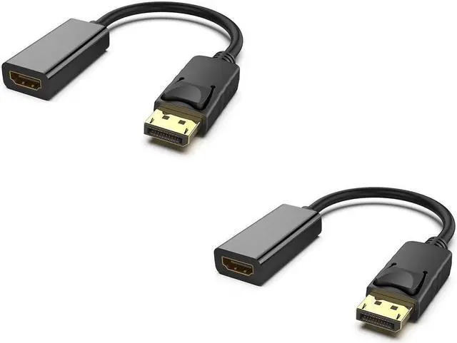Main image of 2 PCS 1 set DisplayPort DP to HDMI Cable,Male To Female Display Port to HDMI Adapter Converter Black Laptop PC for HP/DELL 2 packs