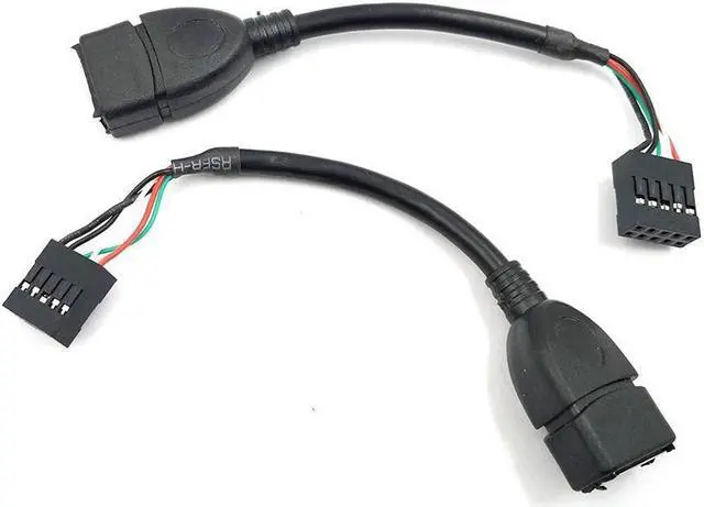 Alt view image 3 of 6 - USB Header to USB Cable,Motherboard USB 2.0 Adapter Cable, USB 2.0 Type A Female to Dupont 9 Pin Female Header Motherboard Cable Cord (2-Pack 0.1M)