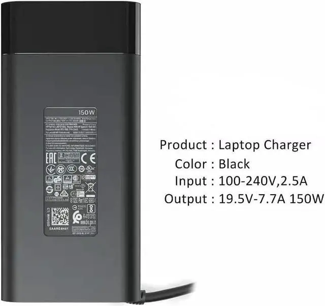 Alt view image 3 of 6 - Fit for HP 150W AC Adapter ZBook 15 Charger, for ZBook 15 G3 G4 G5 G6, ZBook Studio G3 G4 G5 G6 G7 G8, ZBook 15u G3 G4, ZBook Fury G7 G8, ZBook 15V G6, ZBook Create G7, TPN-CA11 Power Supply