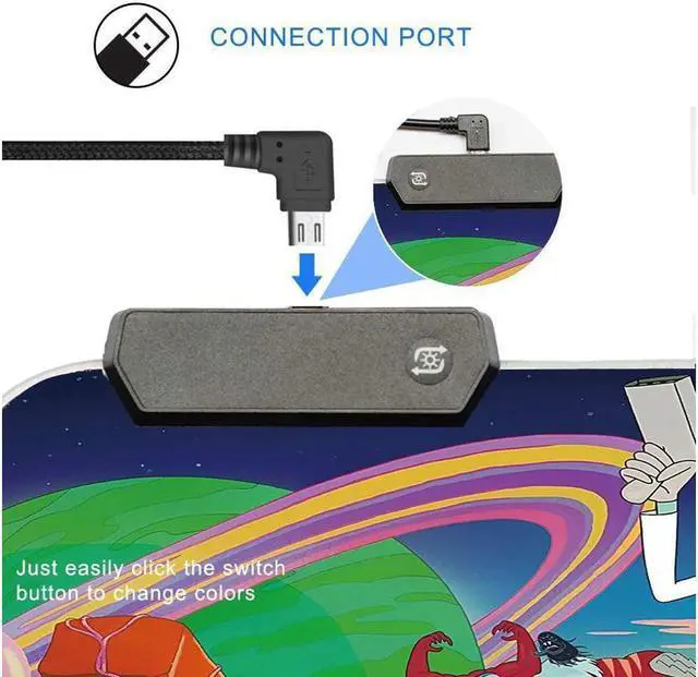 Alt view image 4 of 6 - RGB Gaming Mouse Pad Large - Soft RGB Mouse Mat Oversize Glowing Led Extended Mousepad, USB Powered Computer Keyboard Mouse Pad, Lighted PC Gaming Mouse mat with Non-Slip Rubber Base Waterproof 80x30