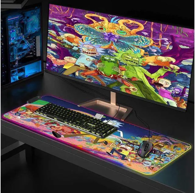 Alt view image 2 of 6 - RGB Gaming Mouse Pad Large - Soft RGB Mouse Mat Oversize Glowing Led Extended Mousepad, USB Powered Computer Keyboard Mouse Pad, Lighted PC Gaming Mouse mat with Non-Slip Rubber Base Waterproof 80x30