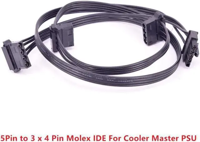 Alt view image 3 of 3 - 5Pin to 3 IDE 4Pin Angled Molex Power Supply Cable for Cooler Master MWE Gold 550 650 750 V550 V650 V700 V850 Platinum Silent Pro Gold 1200W M1000 M850 M700 M600 1000W 850W Hybrid PSU Modular