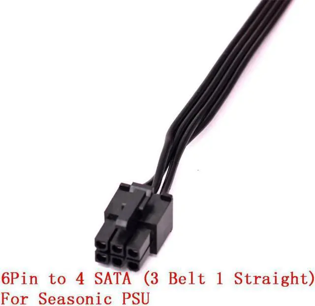 Alt view image 2 of 2 - PCIe 6Pin to 4 SATA 3 Angled 1 Straight Power Supply Cable for KM3 Series X-750 X-850 SS-1050XP3 SS-1200XP3 M12II Evo Series 520 620 650 750 850 Snow Silent 750 1050 FOCUS PLUS Gold SSR-850FX
