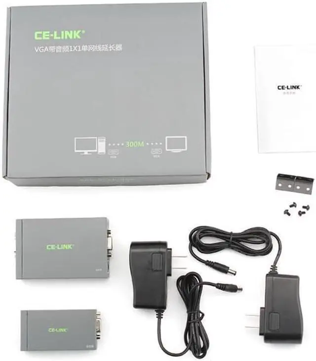 Alt view image 7 of 7 - VGA UTP Extender 1x1 with Audio Support Max Resolution 1920x1200 Super Long Transmission Distance up to 300M Grey Model No.4021