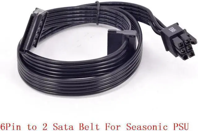 Main image of PCIe 6Pin to 2 SATA Power Supply Cable for KM3 Series X-750 X-850 SS-1050XP3 SS-1200XP3 M12II Evo Series 520 620 650 750 850 Snow Silent 750 1050 FOCUS PLUS Gold SSR-850FX/750FX