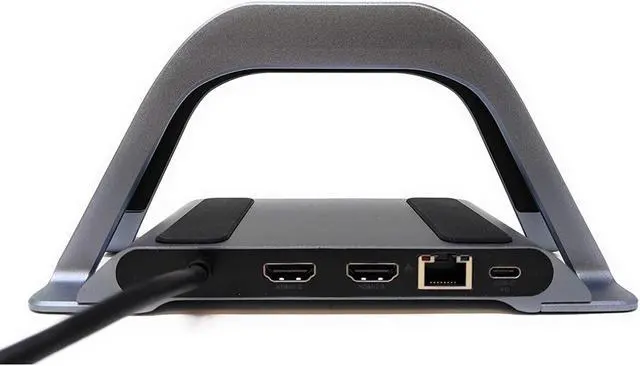 Alt view image 4 of 4 - Vertical Stand for MacBook with Integrated 10-in-1 Dual Display Hub USB-C Dual Display 10-in-1 Docking Station for MacBooks | USB C Hub for MacBook Only