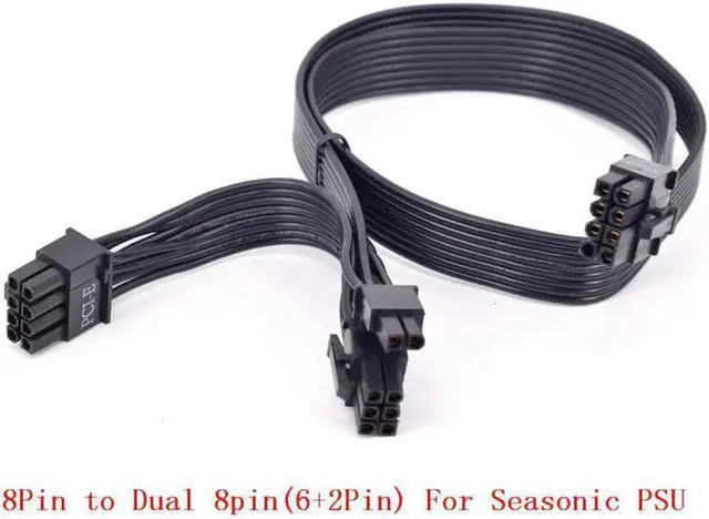 Main image of PCIe 8pin to Dual 8Pin (6+2Pin) Power supply Cable Flat for KM3 Series X-750 X-850 SS-1050XP3 SS-1200XP3 M12II Evo Series 520 620 650 750 850 Snow Silent 750 1050 FOCUS PLUS Gold SSR-850FX