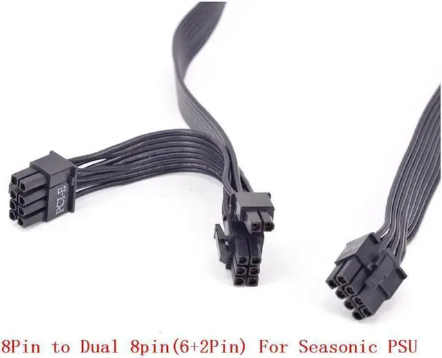 Alt view image 4 of 4 - PCIe 8pin to Dual 8Pin (6+2Pin) Power supply Cable Flat for KM3 Series X-750 X-850 SS-1050XP3 SS-1200XP3 M12II Evo Series 520 620 650 750 850 Snow Silent 750 1050 FOCUS PLUS Gold SSR-850FX
