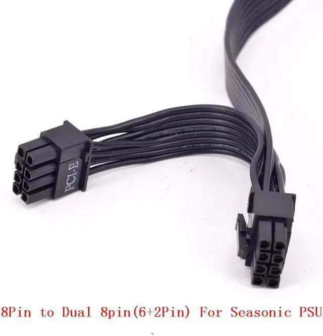 Alt view image 2 of 4 - PCIe 8pin to Dual 8Pin (6+2Pin) Power supply Cable Flat for KM3 Series X-750 X-850 SS-1050XP3 SS-1200XP3 M12II Evo Series 520 620 650 750 850 Snow Silent 750 1050 FOCUS PLUS Gold SSR-850FX