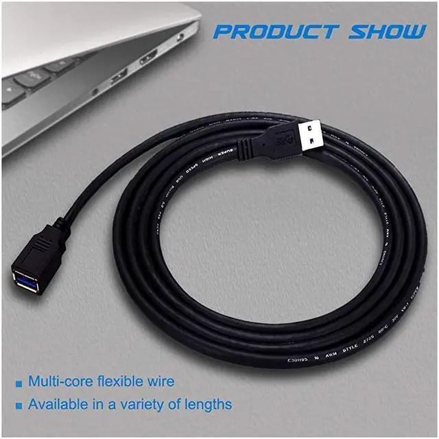 Alt view image 6 of 6 - USB 30 Extension Cable 10ft USB Extension Cable USB 30 Extender Cord Type A Male to Female Data Transfer Lead for Hard DrivePrinterKeyboardCameraUSB Flash DriveCard Reader