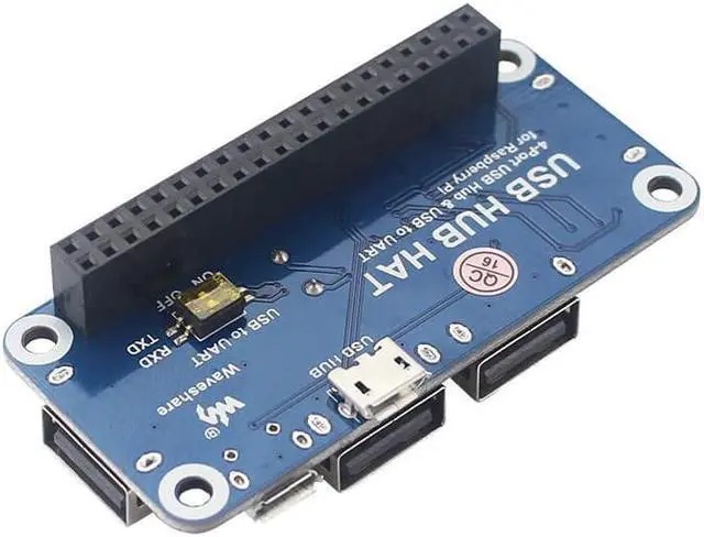 Alt view image 3 of 5 - Raspberry Pi 4 Model B 4 Ports USB HUB HAT for Extension Board USB to UART for Serial Debugging for Raspberry Pi 4 /3B+/Zero W