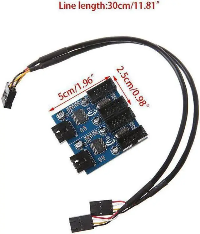 Alt view image 7 of 7 - 9pin USB header Male 1 to 4 Female Extension Cable Card Motherboard 9-Pin USB HUB USB 2.0 9 pin Connector Adapter Port Multilier