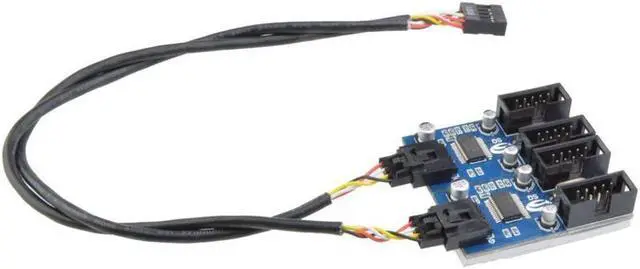 Alt view image 2 of 7 - 9pin USB header Male 1 to 4 Female Extension Cable Card Motherboard 9-Pin USB HUB USB 2.0 9 pin Connector Adapter Port Multilier