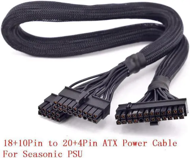 Alt view image 2 of 3 - PSU Modular 18+10pin to 24Pin 20+4Pin ATX Power Supply Cable with Net for Seasonic KM3 Series X-750 X-850 SS-1050XP3 M12II Evo Series 520 620 650 750 850 Snow Silent 750 1050 FOCUS PLUS Gold