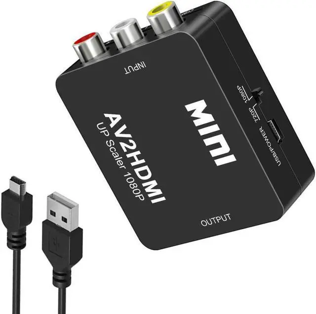 Alt view image 2 of 7 - RCA to HDMI, AV to HDMI Converter, 1080P Mini RCA Composite CVBS AV to HDMI Video Audio Converter, with USB Power Cable for PC Laptop Xbox PS4 TV STB VHS VCR Camera DVD Supporting PAL/NTSC