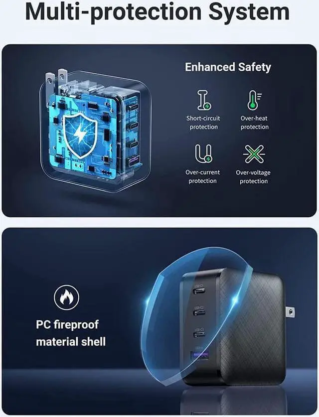 Alt view image 3 of 7 - UGREEN 65W Multiport USB C Wall Charger, 4 Port USB Charging Station PPS Fast Charger Adapter Compatible for MacBook Pro/Air, Dell XPS 13, iPad, iPhone 13/13 Mini/13 Pro Max/12, Galaxy S21/S20, Pixel