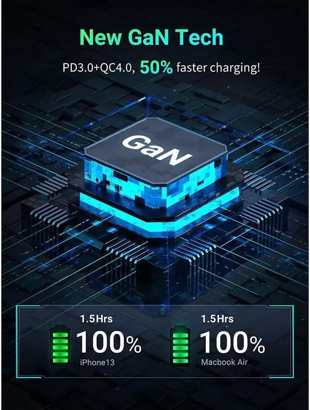 Alt view image 2 of 7 - UGREEN 65W Multiport USB C Wall Charger, 4 Port USB Charging Station PPS Fast Charger Adapter Compatible for MacBook Pro/Air, Dell XPS 13, iPad, iPhone 13/13 Mini/13 Pro Max/12, Galaxy S21/S20, Pixel