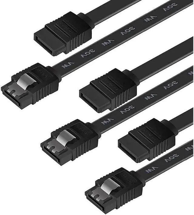Main image of 3 Pack Sata Cable Iii 6Gbps Straight Hdd Sdd Data Cable With Locking Latch 18 Inch Compatible For Sata Hdd, Ssd, Cd Driver, Cd Writer - Black