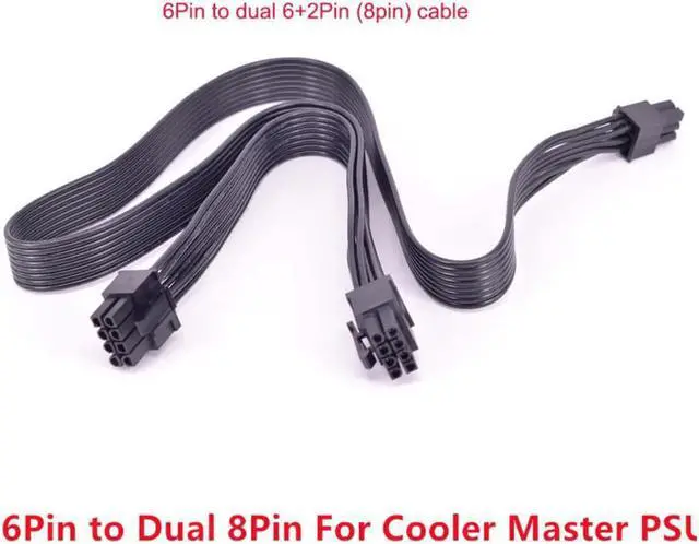 Alt view image 2 of 3 - 6Pin to Dual 8Pin(6+2Pin)Power Supply Cable for Cooler Master MWE Gold V850 V1000 V1200 V1300 Platinum Silent Pro Gold M600 M2 1500W 1000W 850W Hybrid 1300W 1050W 850W M520 PSU Modular