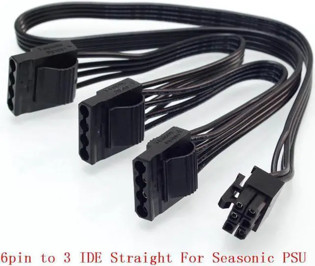 Main image of PCIe 6Pin to Dual 4Pin IDE Power Supply Cable for Seasonic KM3 Series X-750 X-850 SS-1050XP3 SS-1200XP3 M12II Evo Series 520 620 650 750 850 Snow Silent 750 1050 FOCUS PLUS Gold SSR-850FX/750FX