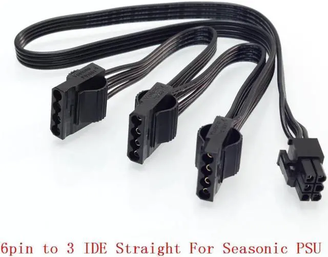 Alt view image 3 of 3 - PCIe 6Pin to Dual 4Pin IDE Power Supply Cable for Seasonic KM3 Series X-750 X-850 SS-1050XP3 SS-1200XP3 M12II Evo Series 520 620 650 750 850 Snow Silent 750 1050 FOCUS PLUS Gold SSR-850FX/750FX