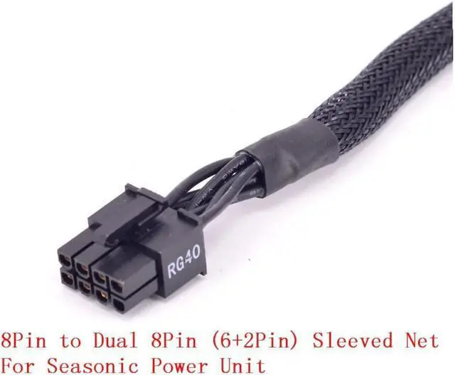 Alt view image 2 of 3 - PCIe 8pin to Dual 8Pin (6+2Pin) Power supply Cable Net for KM3 Series X-750 X-850 SS-1050XP3 SS-1200XP3 M12II Evo Series 520 620 650 750 850 Snow Silent 750 1050 FOCUS PLUS Gold SSR-850FX