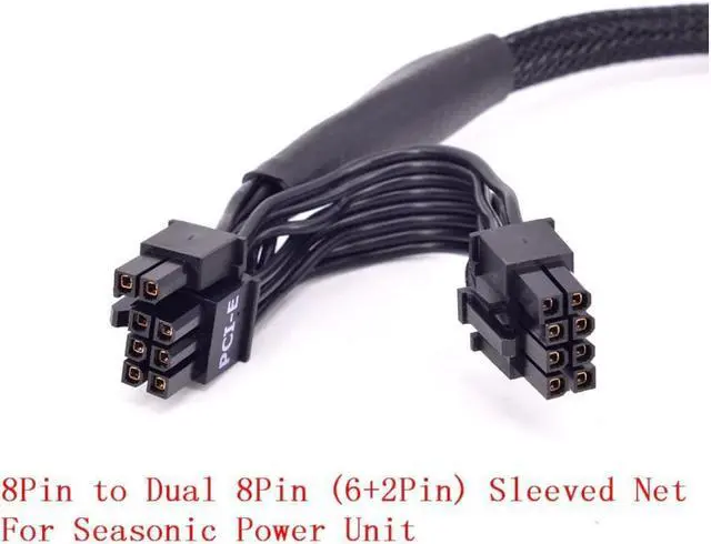 Alt view image 3 of 3 - PCIe 8pin to Dual 8Pin (6+2Pin) Power supply Cable Net for KM3 Series X-750 X-850 SS-1050XP3 SS-1200XP3 M12II Evo Series 520 620 650 750 850 Snow Silent 750 1050 FOCUS PLUS Gold SSR-850FX