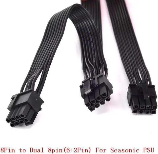 Alt view image 4 of 4 - PCIe 8pin to Dual 8Pin (6+2Pin) Power supply Cable Flat for KM3 Series X-750 X-850 SS-1050XP3 SS-1200XP3 M12II Evo Series 520 620 650 750 850 Snow Silent 750 1050 FOCUS PLUS Gold SSR-850FX