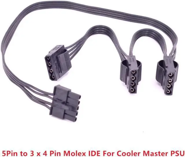 Alt view image 2 of 2 - 5Pin to 3 IDE 4Pin Molex Power Supply Cable for Cooler Master MWE Gold 550 650 750 V550 V650 Platinum Silent Pro Gold 1200W M1000 M850 1500W 1000W 850W Hybrid 1300W 1050W 850W M520 PSU Modular