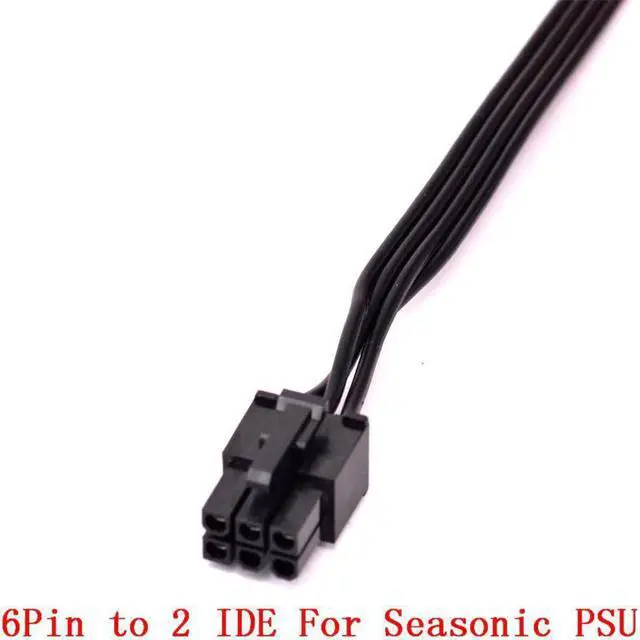 Alt view image 2 of 3 - PCIe 6Pin to Dual 4Pin IDE Power Supply Cable for Seasonic KM3 Series X-750 X-850 SS-1050XP3 SS-1200XP3 M12II Evo Series 520 620 650 750 850 Snow Silent 750 1050 FOCUS PLUS Gold SSR-850FX/750FX