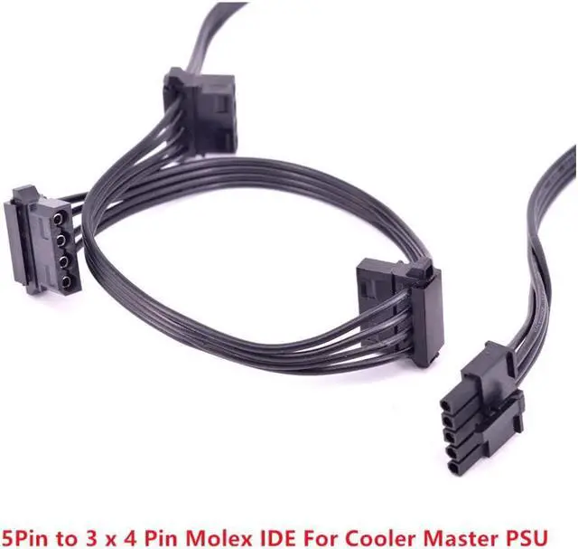 Alt view image 3 of 3 - 5Pin to 3 IDE 4Pin Angled Molex Power Supply Cable for Cooler Master MWE Gold 550 650 750 V550 V650 V700 V850 Platinum Silent Pro Gold 1200W M1000 M850 M700 M600 1000W 850W Hybrid PSU Modular