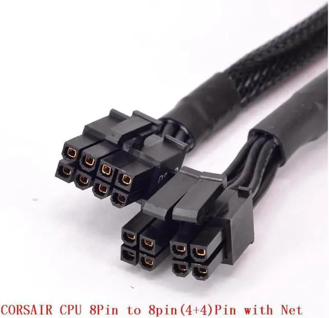 Alt view image 2 of 3 - CPU 8pin to 4+4pin Power supply Cable Braided Net Sleeved ATX 12V Durable 2xP4 to P8 for Corsair AX Series AX860 AX850 AX760 AX750 AXi Series AX1500i AX1200i AX860i AX760i
