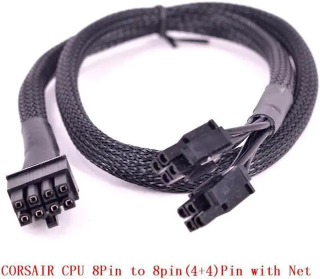 Alt view image 3 of 3 - CPU 8pin to 4+4pin Power supply Cable Braided Net Sleeved ATX 12V Durable 2xP4 to P8 for Corsair AX Series AX860 AX850 AX760 AX750 AXi Series AX1500i AX1200i AX860i AX760i