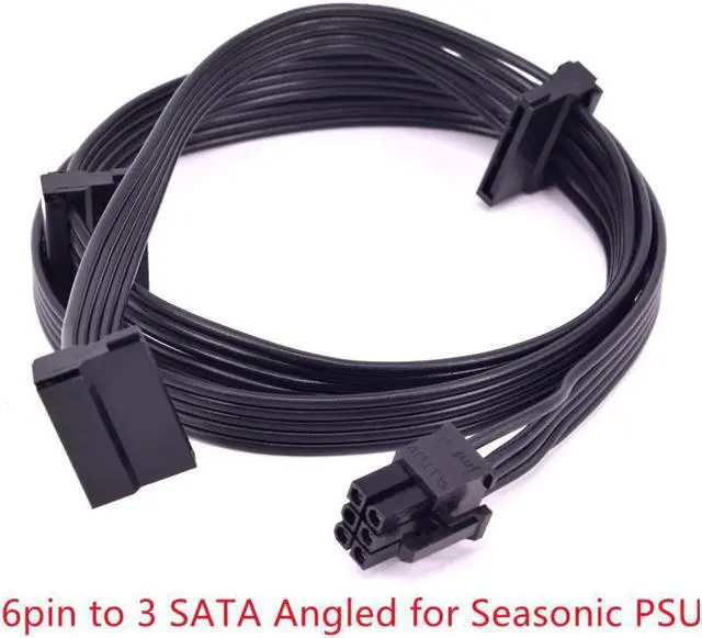 Main image of PCIe 6Pin to 3x SATA Curved Power Supply Cable for KM3 Series X-750 X-850 SS-1050XP3 SS-1200XP3 M12II Evo Series 520 620 650 750 850 Snow Silent 750 1050 FOCUS PLUS Gold SSR-850FX