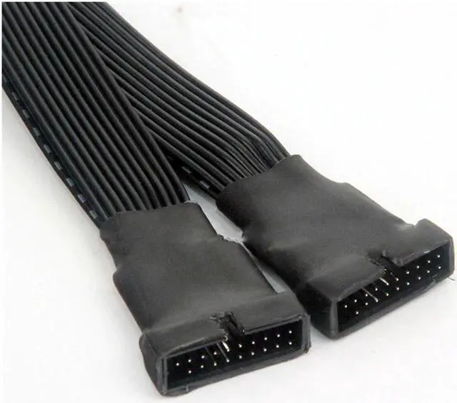 Alt view image 3 of 3 - USB 3.0 19Pin/20Pin female to male Y Splitter motherboard extension Flat cable