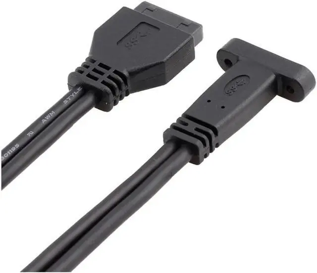 Alt view image 3 of 6 - Desktop 20 Pin Header Female to USB-C Cable with PCIe profile bracket 19Pin to USB Type-C Adapter Cable 50cm