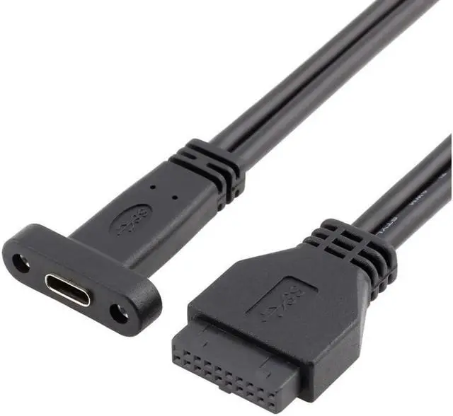 Alt view image 2 of 6 - Desktop 20 Pin Header Female to USB-C Cable with PCIe profile bracket 19Pin to USB Type-C Adapter Cable 50cm