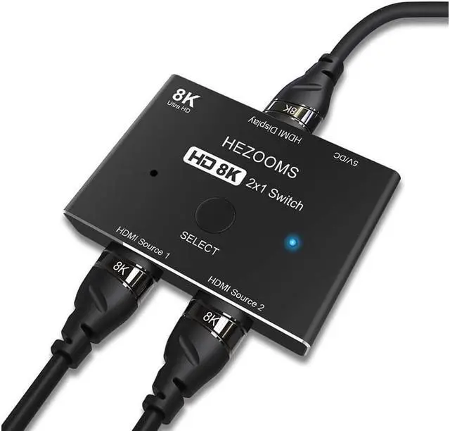 Alt view image 7 of 7 - 8K Switcher HDMI-Compatible 2.1 Switch Splitter KVM 2 in1 Out Ultra HD 8K@60Hz 4K@120Hz High Speed 48Gbps Switch Adapter with Switch Button for Computer Laptop 2 Sources to 1 Display