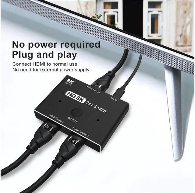 Alt view image 3 of 7 - HDMI 2.1 Ultra HD 8K High Speed 48Gbps Directional Switch Only 2in 1out 8K@60Hz 4K@120Hz Splitter Converter Compatible with Xbox PS5 Projectors Monitors