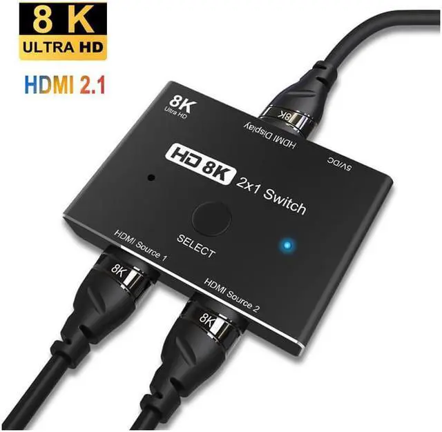 Main image of HDMI2.1 2 x 1 Switch Ultra HD 8K@60Hz 4K@120Hz Switcher Splitter For 2 Sources to 1 Display