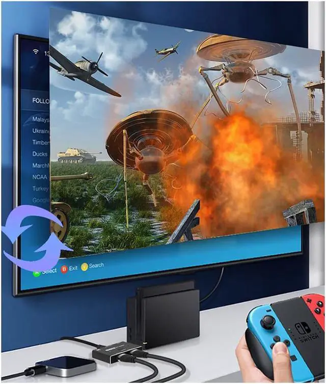 Alt view image 7 of 7 - HDMI2.1 2 x 1 Switch Ultra HD 8K@60Hz 4K@120Hz Switcher Splitter For 2 Sources to 1 Display