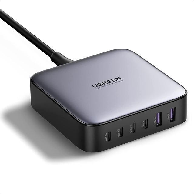 UGREEN Nexode 200W USB C Desktop Charger, 6 Ports GaN PD Fast Charger with  3FT USB