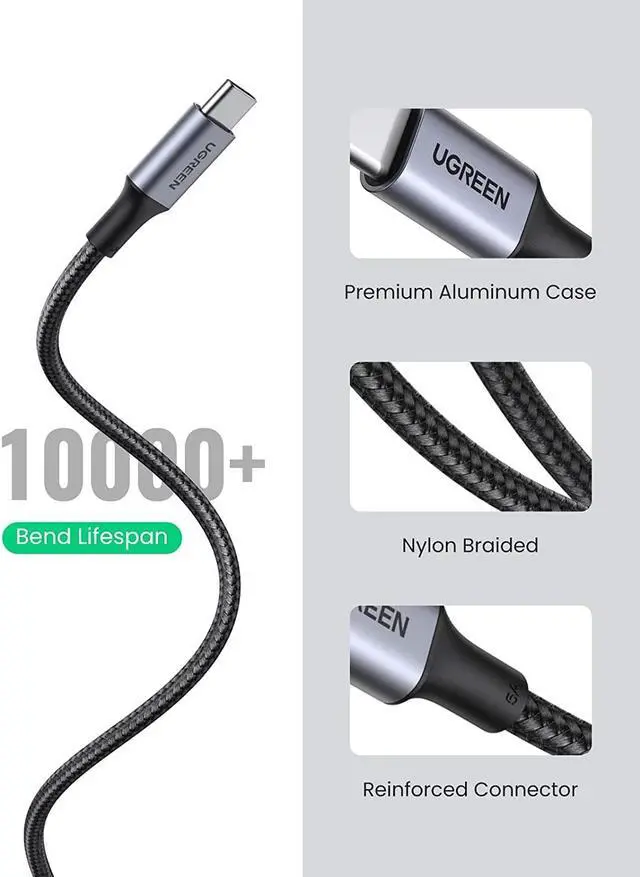 Alt view image 4 of 7 - UGREEN 100W USB C to USB C Cable 6ft, Type C Charger 5A Fast Charging Cable, USBC to USBC Cord Compatible with MacBook Pro 2021, iPad Pro 2021, iPad Air 5, Samsung Galaxy S21, Pixel, Switch, and More