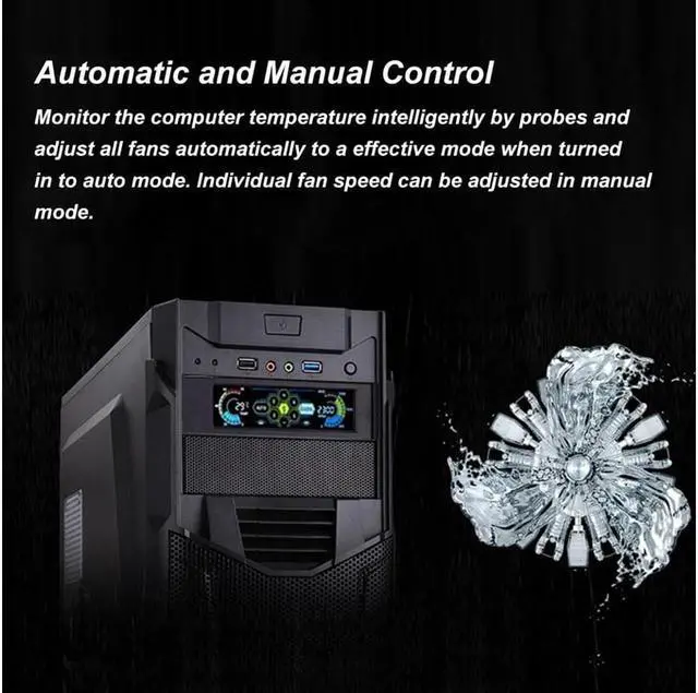 Alt view image 5 of 7 - 5.25" Fan Controller 5 Channel Touchscreen Fan Controller Temperature Monitor Automatic Speed Control LCD Front Panel for Computer Cooling Fans