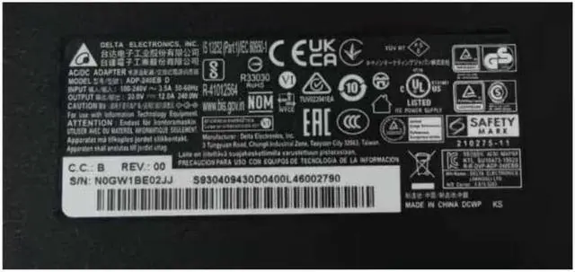 Alt view image 2 of 2 - 20V 12A 240W 4.5x3.0mm DELTA ADP-240EB D Power Supply AC Adapter For MSI Laptop Charger