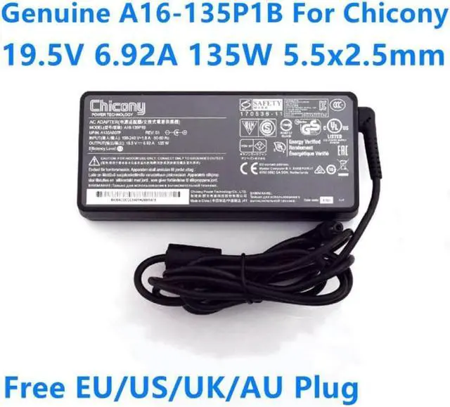 Main image of Chicony A16-135P1B 19.5V 6.92A 135W 5.5x2.5mm Delta ADP-135KB T AC Adapter For MSI GS63 7RD STEALTH Power Supply Charger