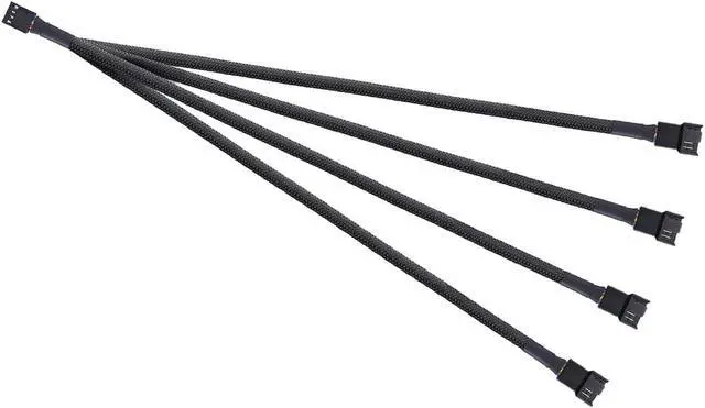 Alt view image 2 of 4 - PWM Fan Splitter Cable Hub 1 to 4 Power Adpater,Motherboard PMW 4-pin Fan Sleeved Braided Y Splitter Internal Power Extension Cable for Computer CPU/Case Fan 1x4 Converter - 10 inches