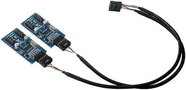 Alt view image 2 of 3 - Motherboard USB 2.0 9pin Header 1 to 4 Extension Hub Splitter Adapter - Converter MB USB 2.0 Male to 2 Male - 30CM USB 9-pin Internal Cable