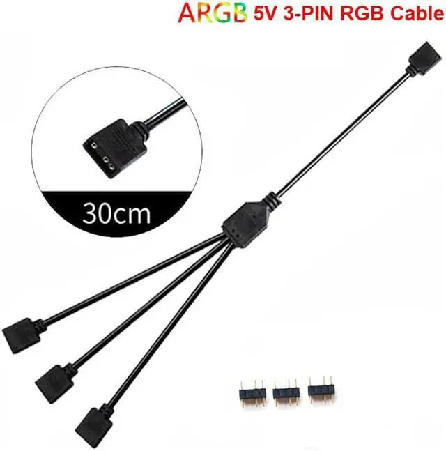 Alt view image 3 of 4 - 2 Pack 5V 3-Pin RGB 3-Way Female to x Female RBW LED Strip Splitter Cable,3 Port AURA RGB Lighting Hub w/ Gender Changer Adapter - 1 Foot